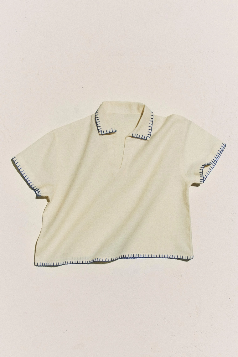 Детское пляжное поло с вышивкой stitch