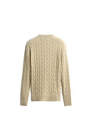Свитер с узором «косы» из смесового хлопка- Заказать в России
