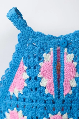 Вязаное платье крючком с цветами- Заказать в России