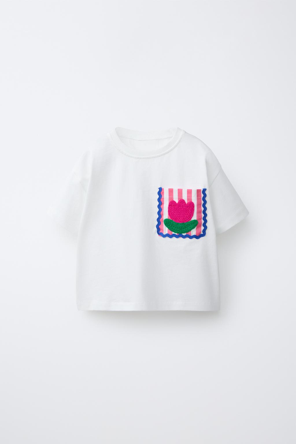 ФУТБОЛКА С ВОЛНИСТЫМ КАРМАНОМ