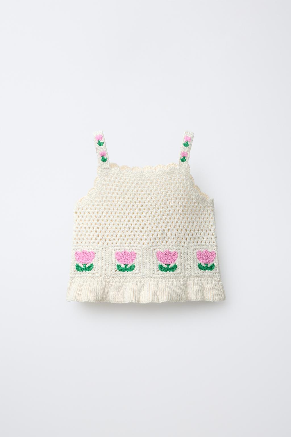 ТОП ИЗ КРУЖЕВА КРОШЕ С ЦВЕТОЧНЫМ УЗОРОМ