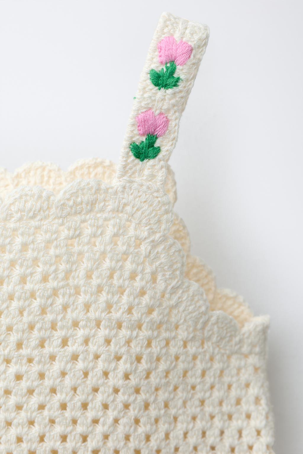 ТОП ИЗ КРУЖЕВА КРОШЕ С ЦВЕТОЧНЫМ УЗОРОМ