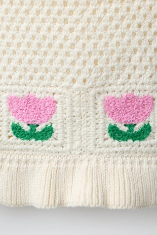 Топ из кружева кроше с цветочным узором- Заказать в России