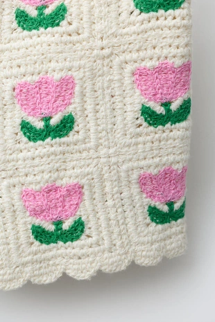 Шорты-бермуды из кружева кроше с цветочным узором- Заказать в России