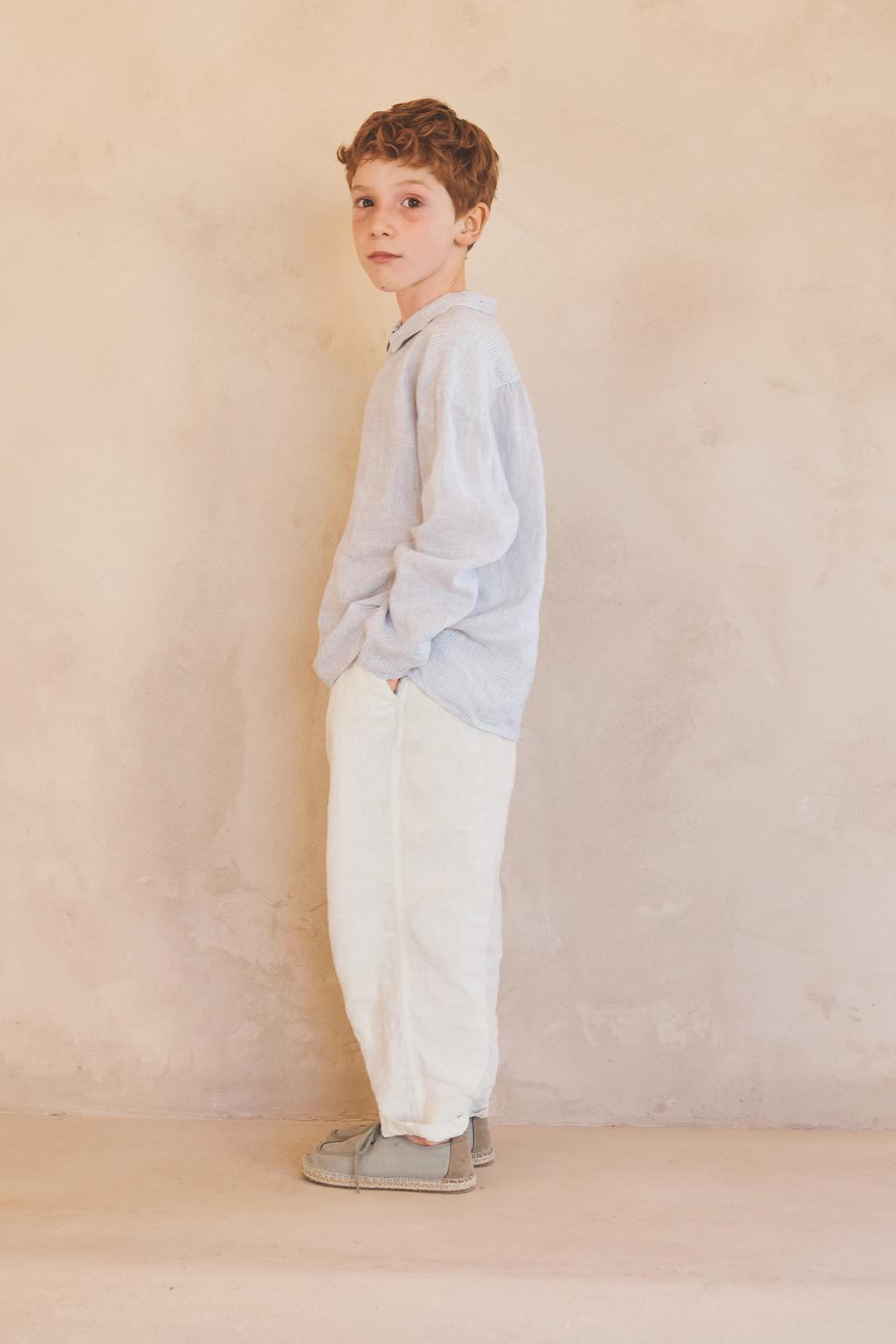 Брюки из льна 100% ограниченной коллекции съемными подтяжками (6-10 лет)