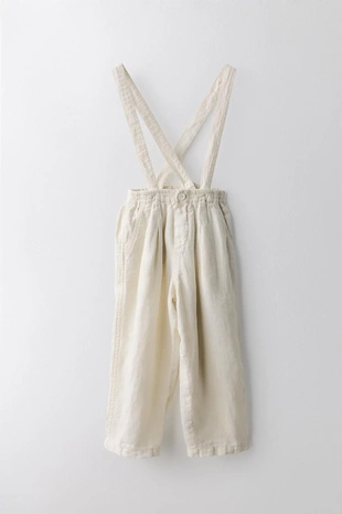 Брюки из льна 100% ограниченной коллекции съемными подтяжками (6-10 лет)- Заказать в России