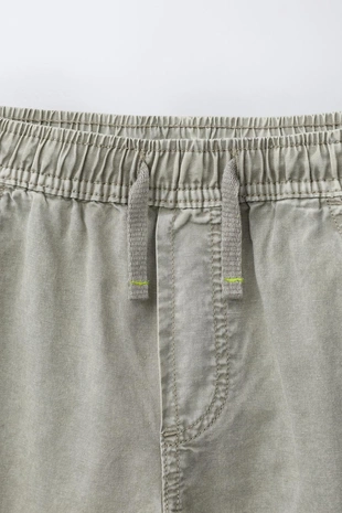 Брюки Багги с эффектом потертости из хлопка и льна- Заказать в России