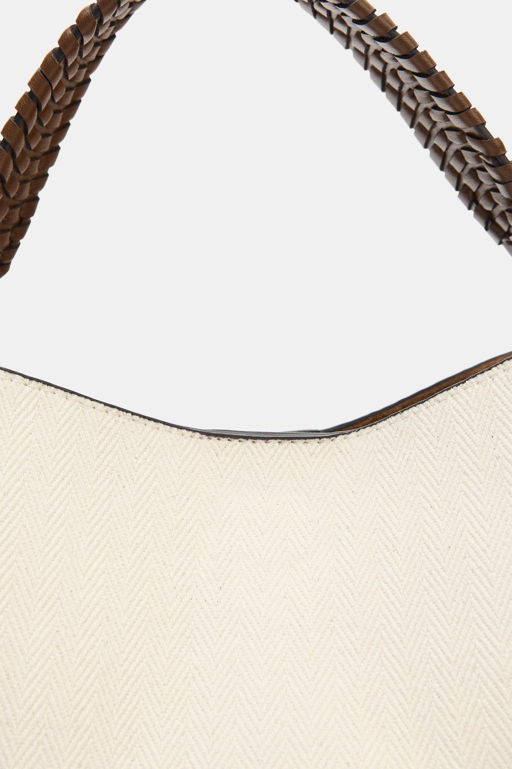 ХОЛЩОВАЯ СУМКА С ПЛЕТЕНОЙ РУЧКОЙ