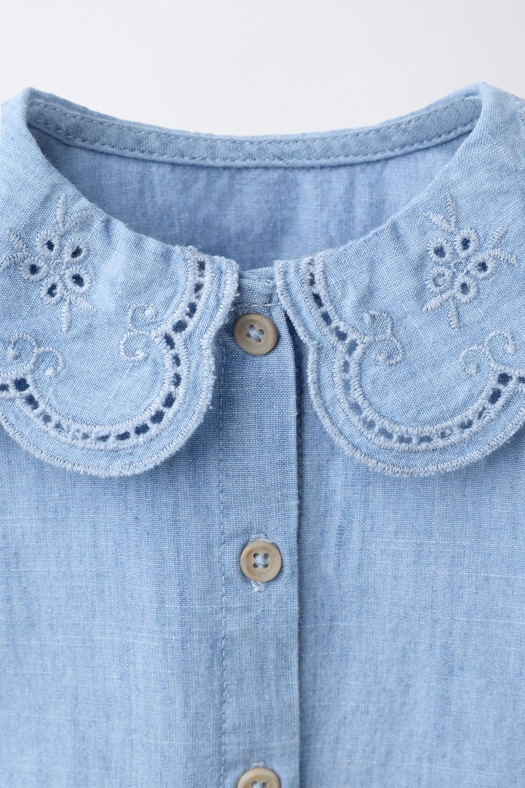 РУБАШКА С ОТЛОЖНЫМ ВОРОТНИКОМ И ВЫШИВКОЙ