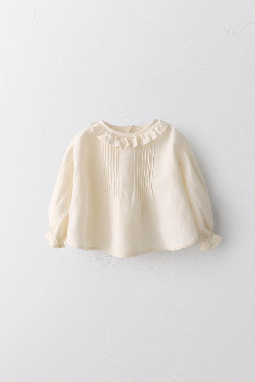 Рубашка из льна и хлопка Лимитированная коллекция с кружевом и складками