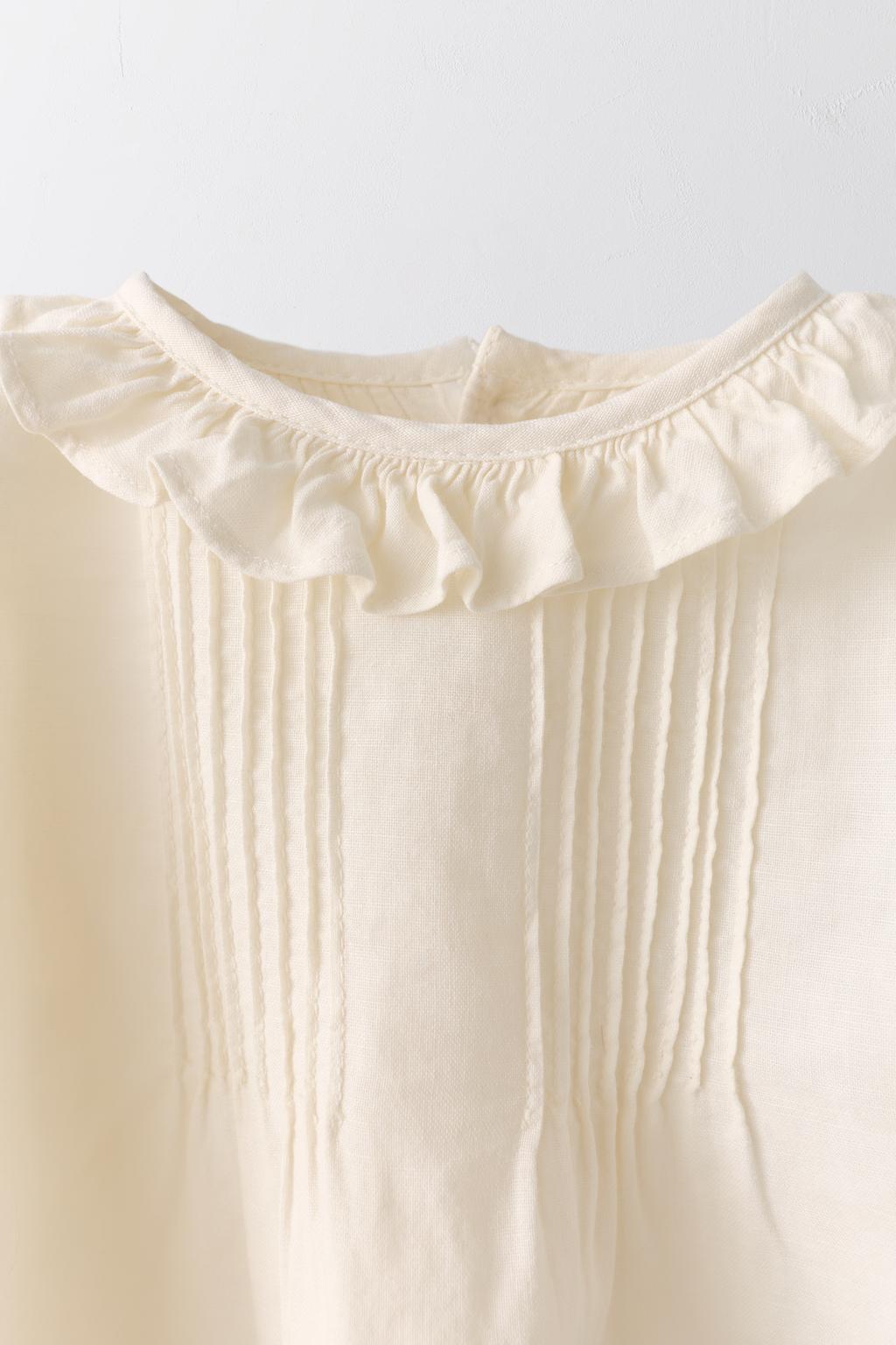 Рубашка из льна и хлопка Лимитированная коллекция с кружевом и складками