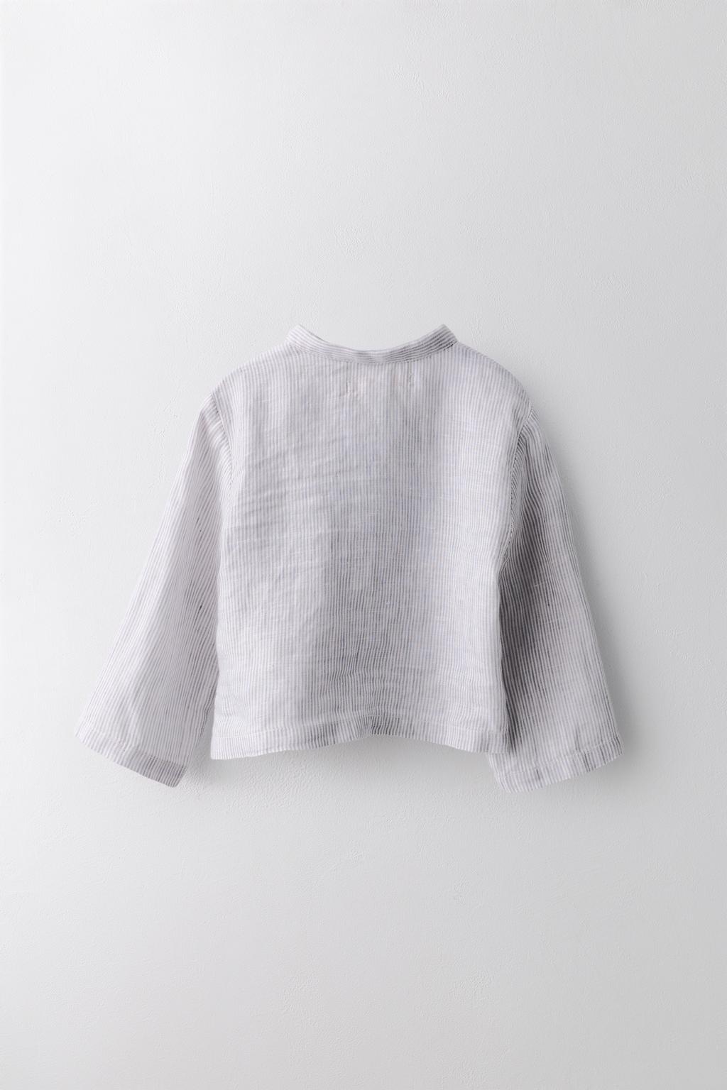 Рубашка с полосками из 100% льна Лимитированная коллекция