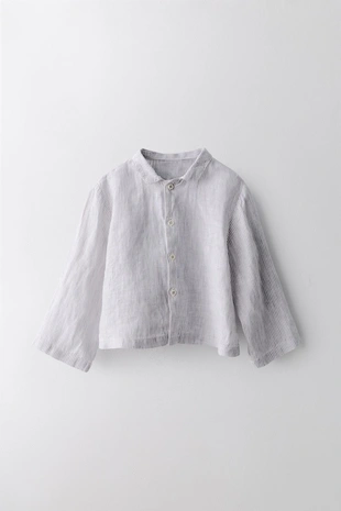 Рубашка с полосками из 100% льна Лимитированная коллекция- Заказать в России