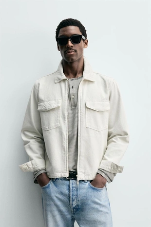 Джинсовая куртка-рубашка на молнии- Заказать в России