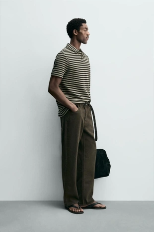 Поло свободного кроя из рельефной ткани