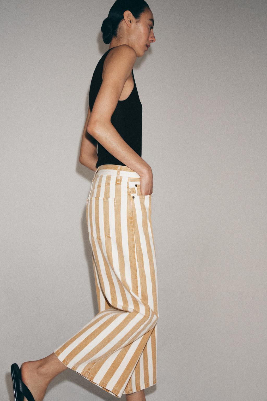 ДЖИНСЫ КЮЛОТЫ В ПОЛОСКУ СО СРЕДНЕЙ ПОСАДКОЙ — коллекция Zara «ZW»