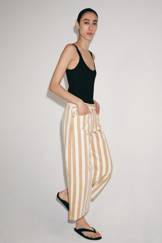 ДЖИНСЫ КЮЛОТЫ В ПОЛОСКУ СО СРЕДНЕЙ ПОСАДКОЙ — коллекция Zara «ZW»
