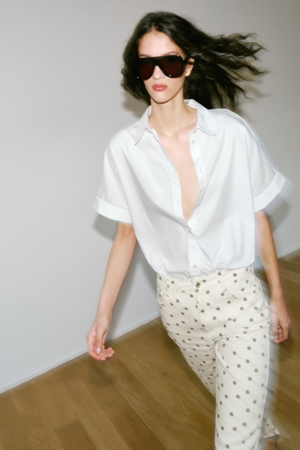 ДЖИНСЫ Z1975 МИНИ-КЛЕШ СО СРЕДНЕЙ ПОСАДКОЙ И В ГОРОШЕК