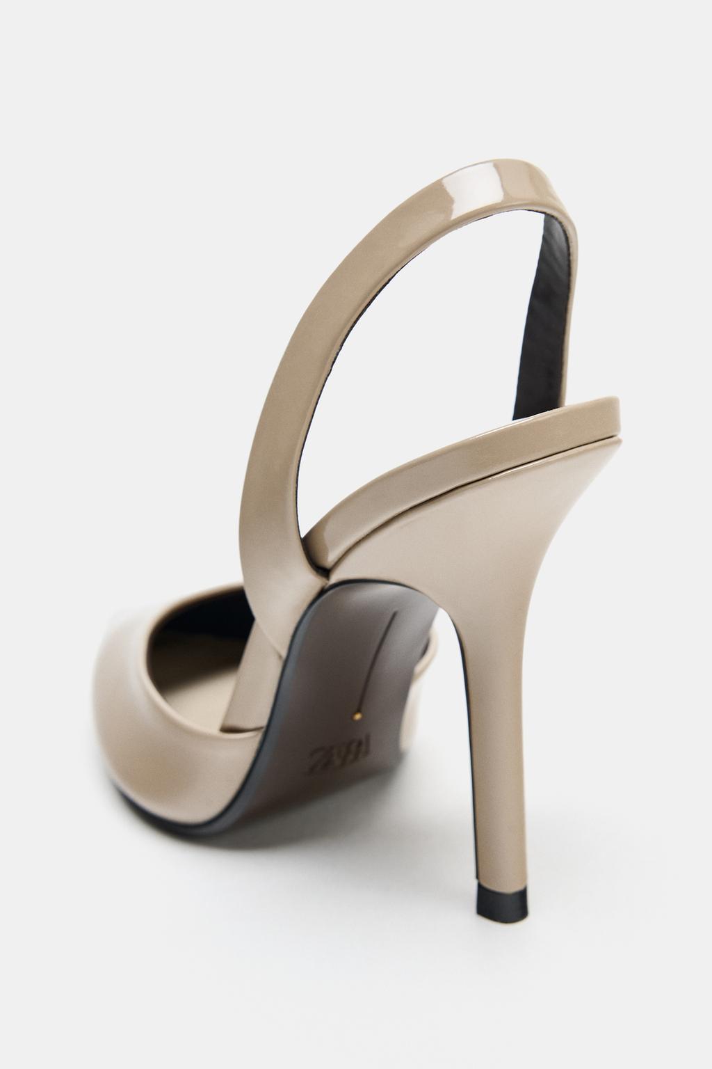 ТУФЛИ НА ВЫСОКОМ КАБЛУКЕ С ОТКРЫТОЙ ПЯТКОЙ И ОСТРЫМ НОСОМ