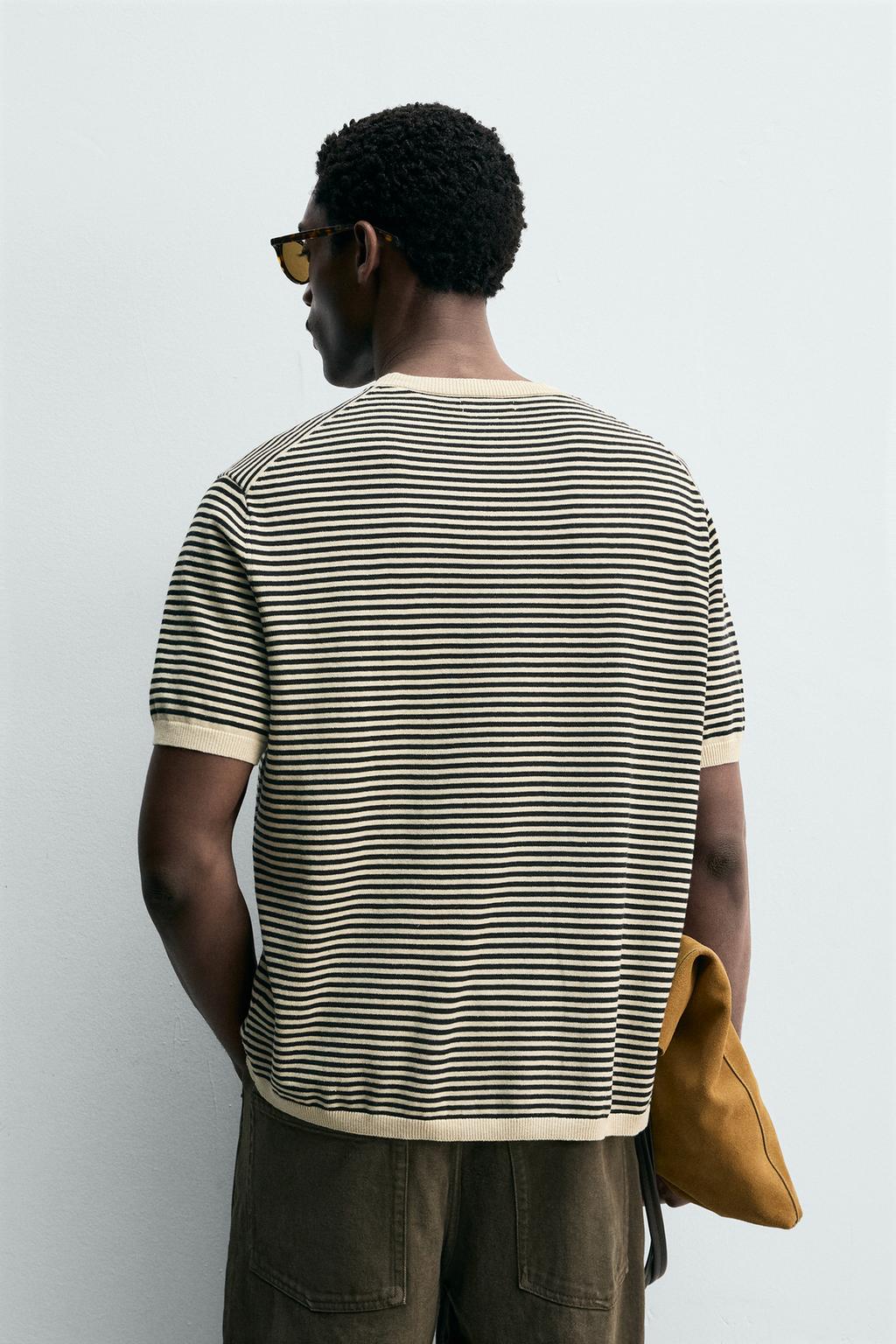 ПОЛОСАТАЯ ФУТБОЛКА ИЗ ХЛОПКА И ЛЬНА