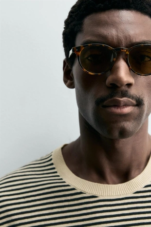 Полосатая футболка из хлопка и льна- Заказать в России