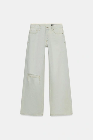 Джинсы -Fit с низкой посадкой и разрывами — коллекция Zara «Zw»- Заказать в России