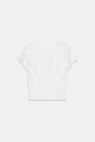 Футболка с воланами и короткими рукавами- Заказать в России