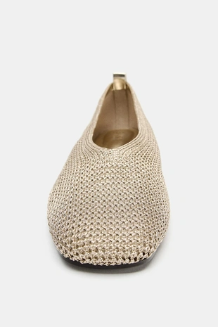 Плетеные балетки с металлическим эффектом- Заказать в России