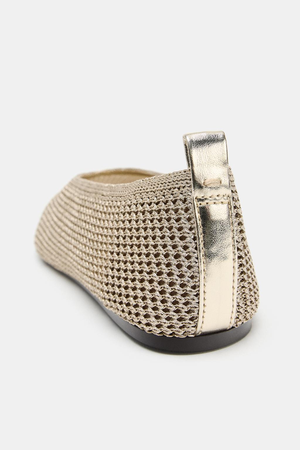 ПЛЕТЕНЫЕ БАЛЕТКИ С МЕТАЛЛИЧЕСКИМ ЭФФЕКТОМ