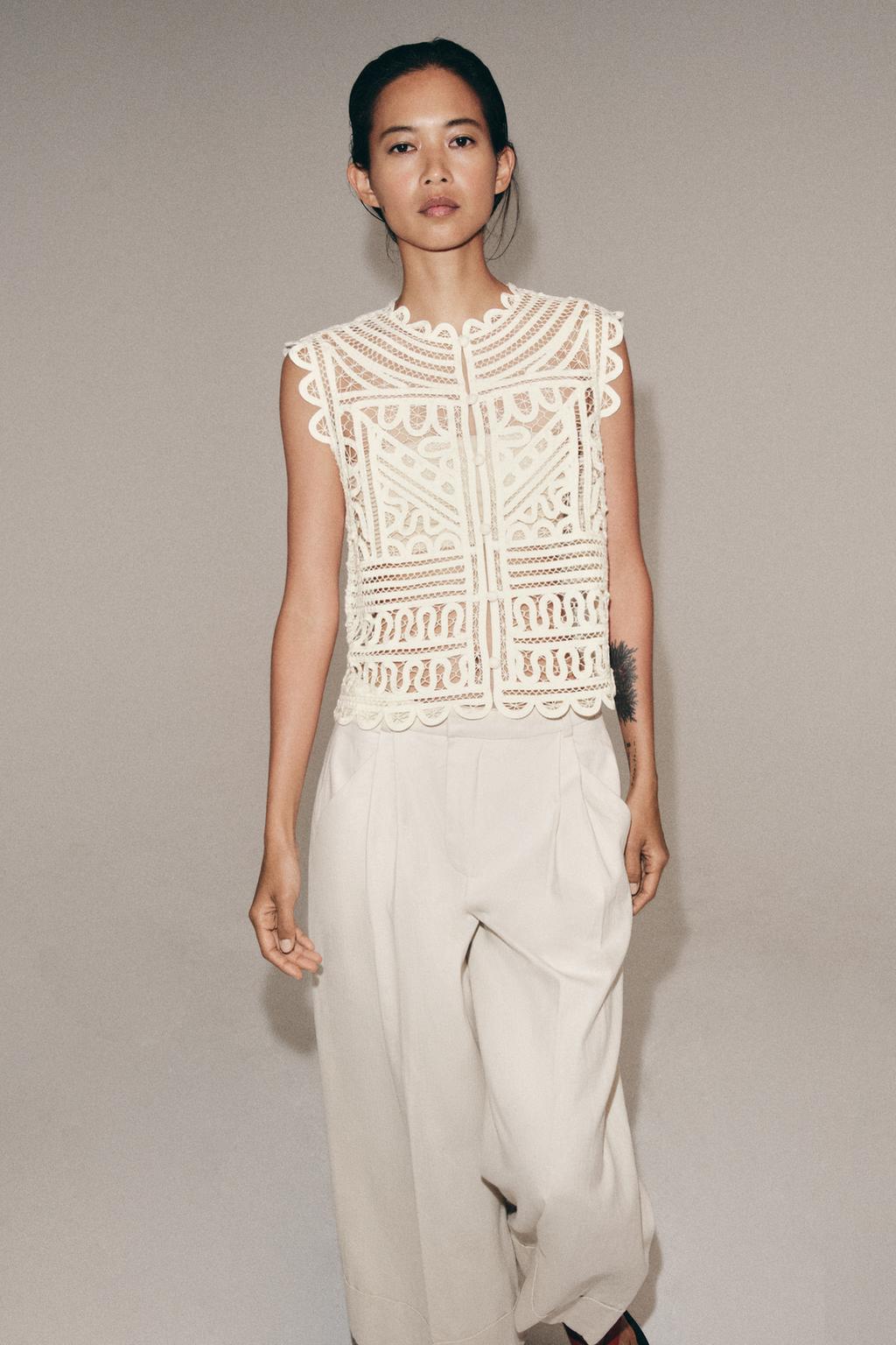 БЛУЗА КРЮЧКОМ — коллекция Zara «ZW»