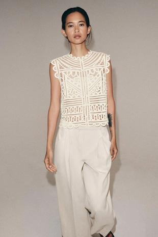 Блуза крючком — коллекция Zara «Zw»- Заказать в России