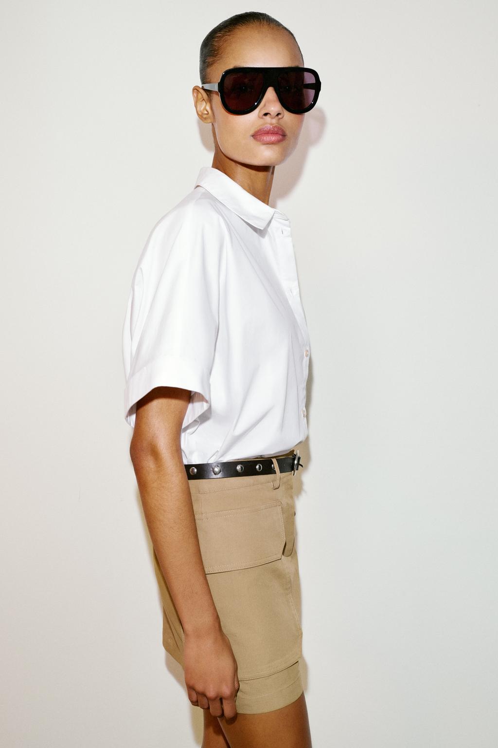 РУБАШКА ИЗ ПОПЛИНА С КОРОТКИМ РУКАВОМ