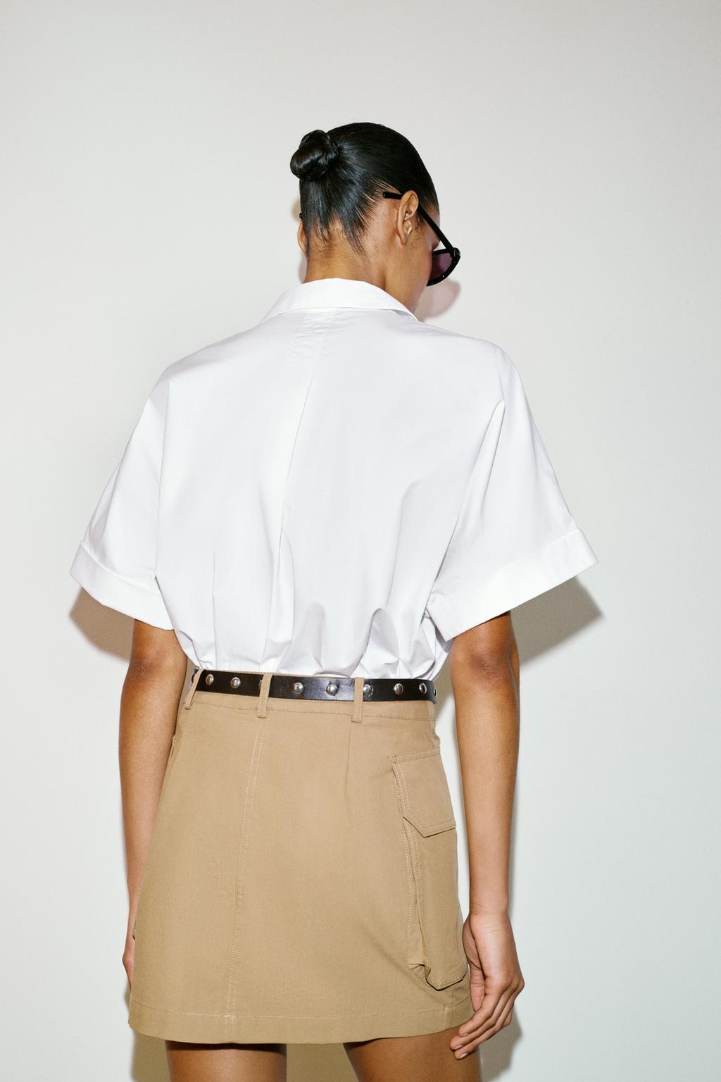 РУБАШКА ИЗ ПОПЛИНА С КОРОТКИМ РУКАВОМ