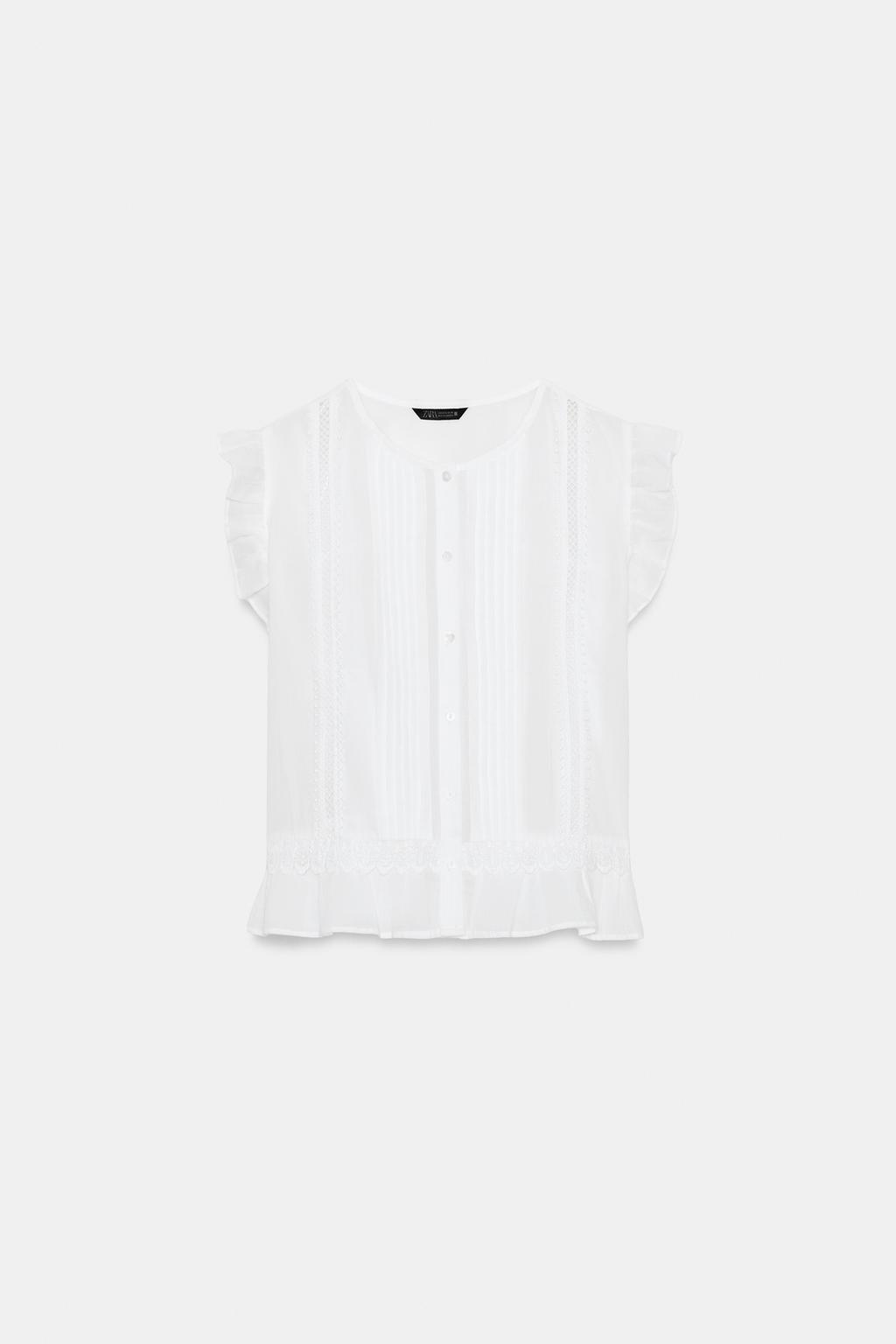 БЛУЗА С КРУЖЕВОМ И ВОЛАНАМИ