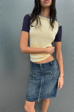 Трикотажный топ колор-блок- Заказать в России