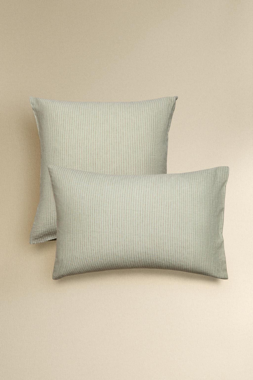 Наволочка из штапельного льна и хлопка в полоску