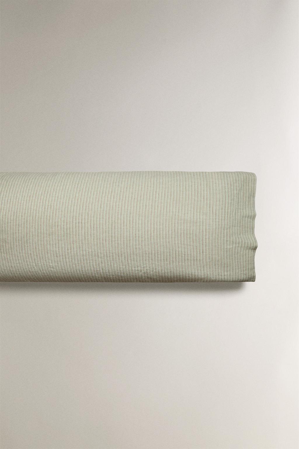 Наволочка из штапельного льна и хлопка в полоску