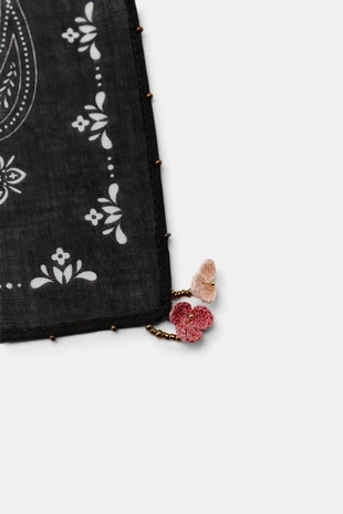 Платок с принтом пейсли, бисером и цветами- Заказать в России