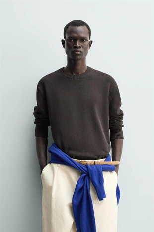 Свитер из хлопка и льна- Заказать в России