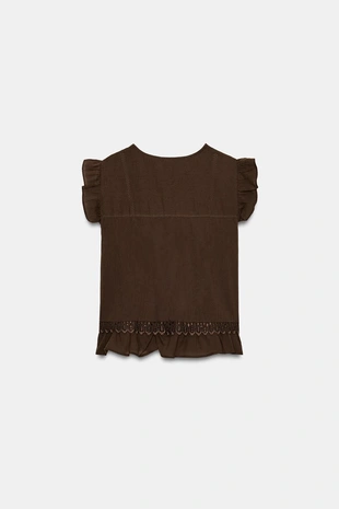 Блуза с воланами и кружевом- Заказать в России