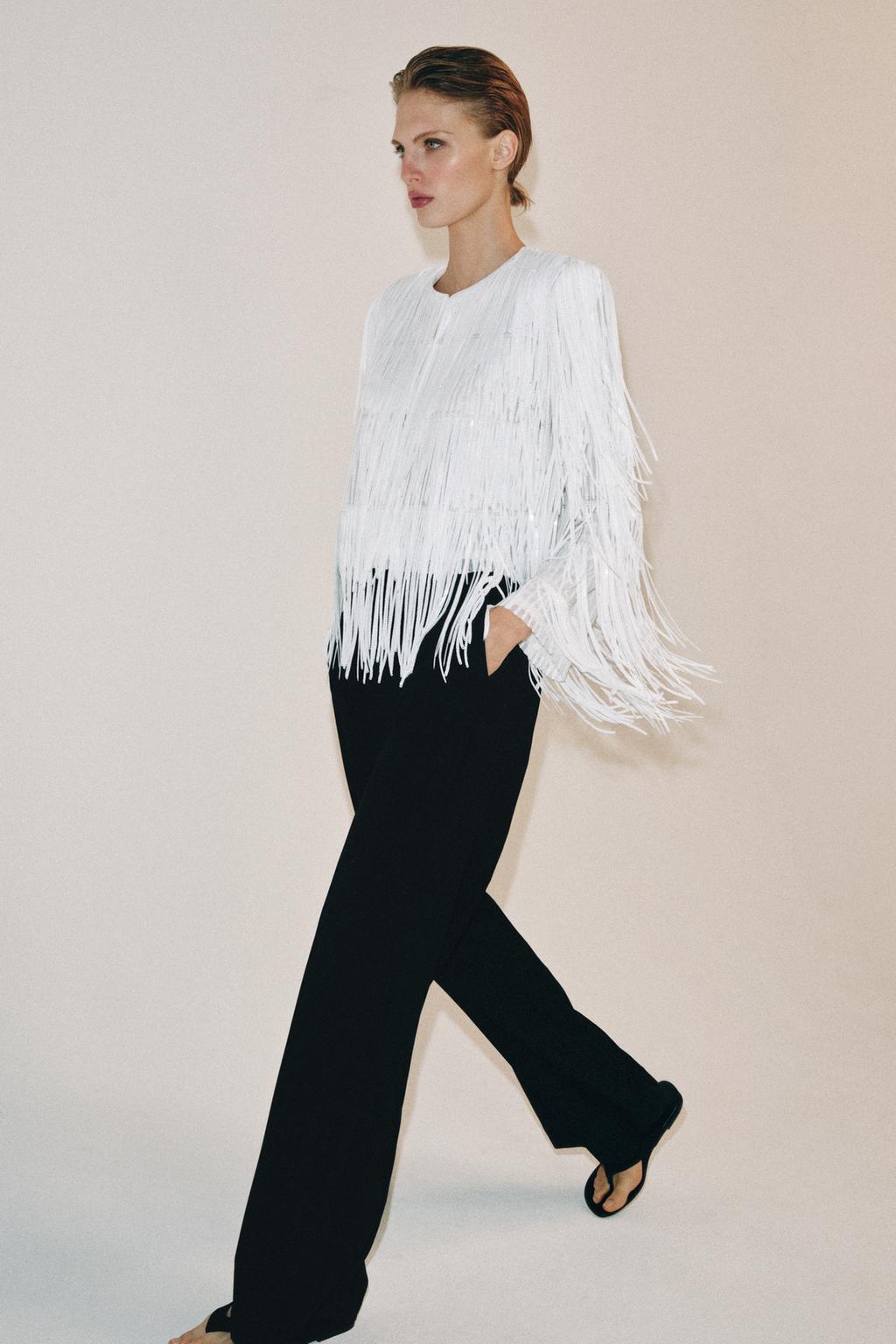 КУРТКА С БАХРОМОЙ И ПАЙЕТКАМИ — коллекция Zara «ZW»