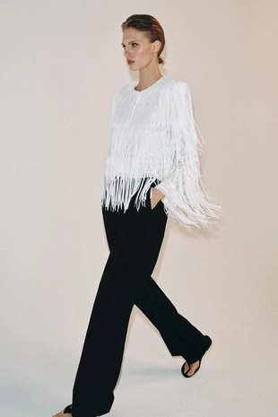 Куртка с бахромой и пайетками — коллекция Zara «Zw»- Заказать в России