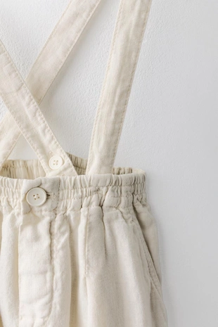 Брюки из льна Лимитированная коллекция для детей 2-5 лет съемные подтяжки- Заказать в России