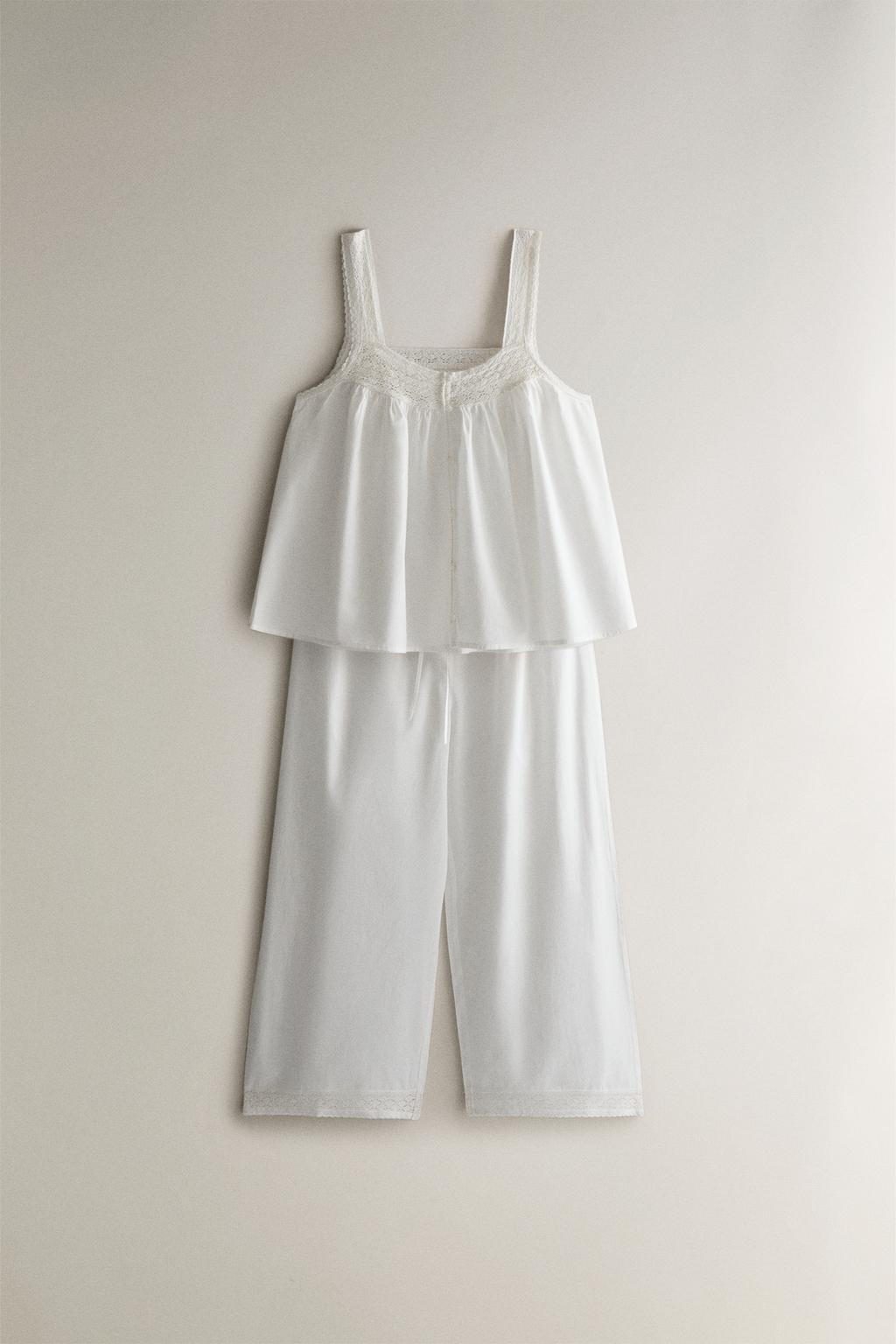 Хлопковые брюки с кружевными оборками