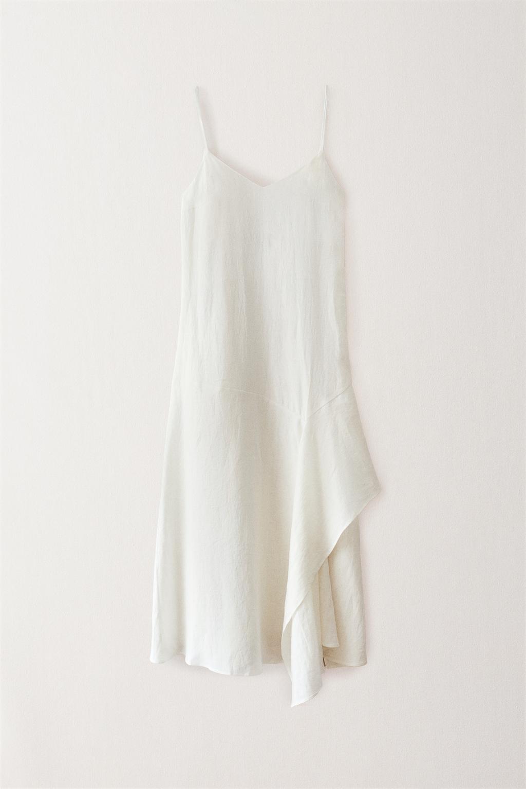 Асимметричное платье для пляжа из льна