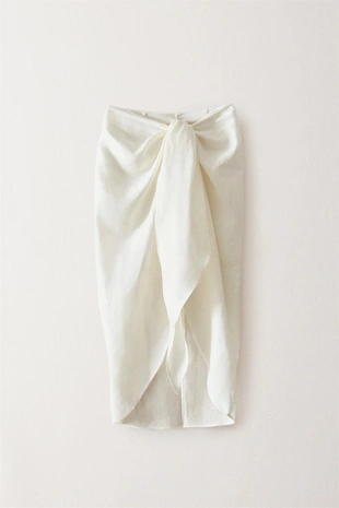 Длинный пляжный саронг из льна с узлом- Заказать в России