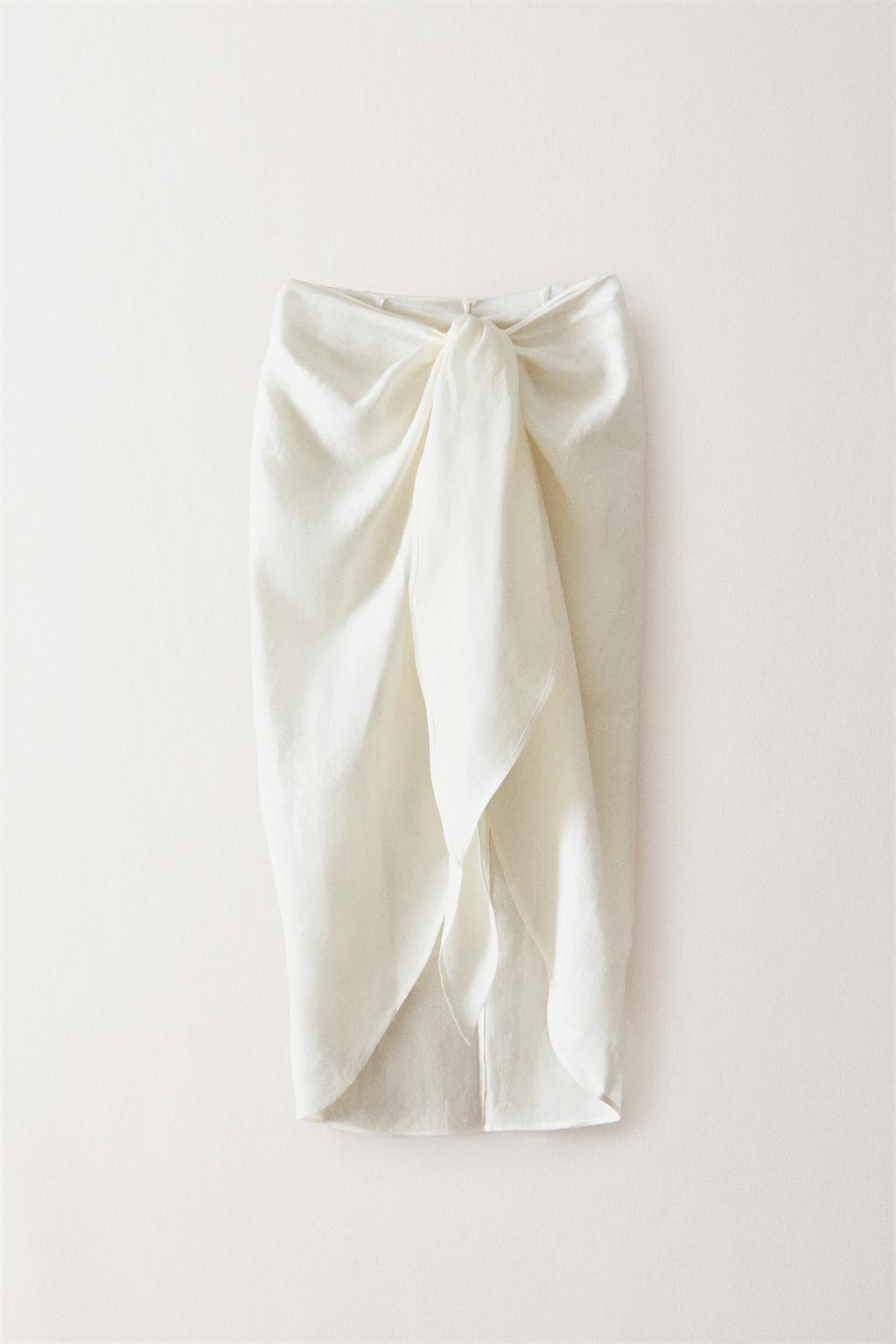 Длинный пляжный саронг из льна с узлом