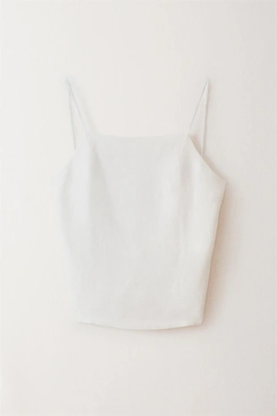 Льняный топ с тонкими бретелями- Заказать в России