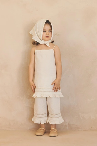 Шарф из льна и хлопка с кружевными оборками (Лимитированная коллекция)- Заказать в России