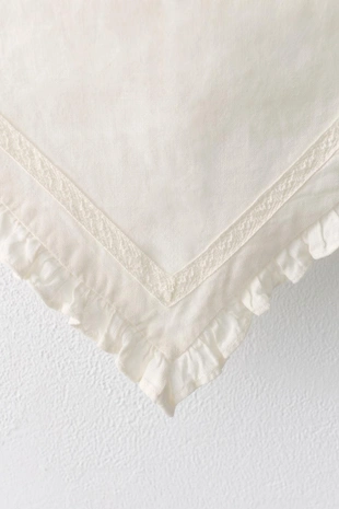 Шарф из льна и хлопка с кружевными оборками (Лимитированная коллекция)- Заказать в России